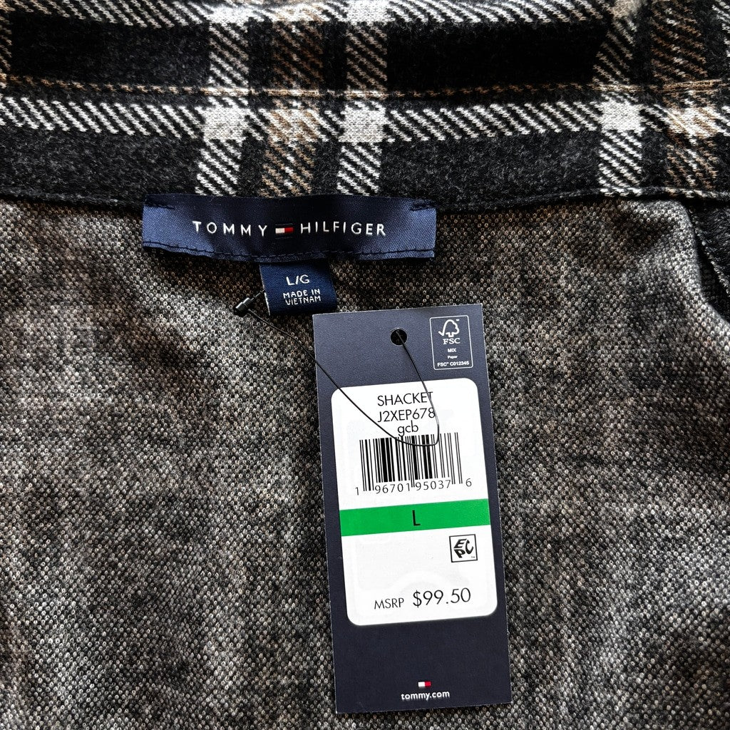 Tommy Hilfiger Women's Large Collared Dark Hillside Plaid Shirt Jacket NWT