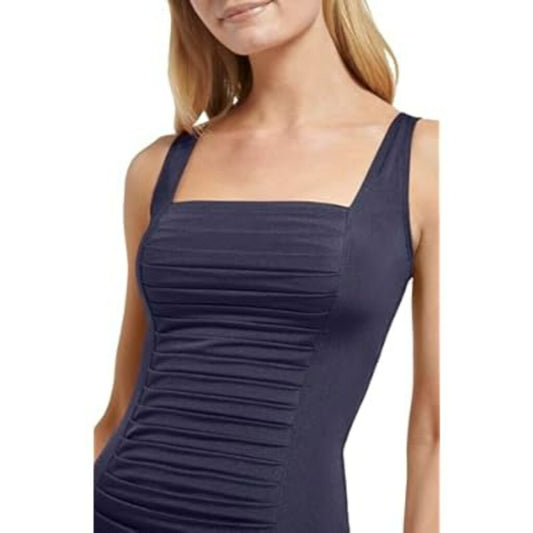 Calvin Klein Women's Size 16 Navy Pleated One-Piece Designer Swimsuit NWT