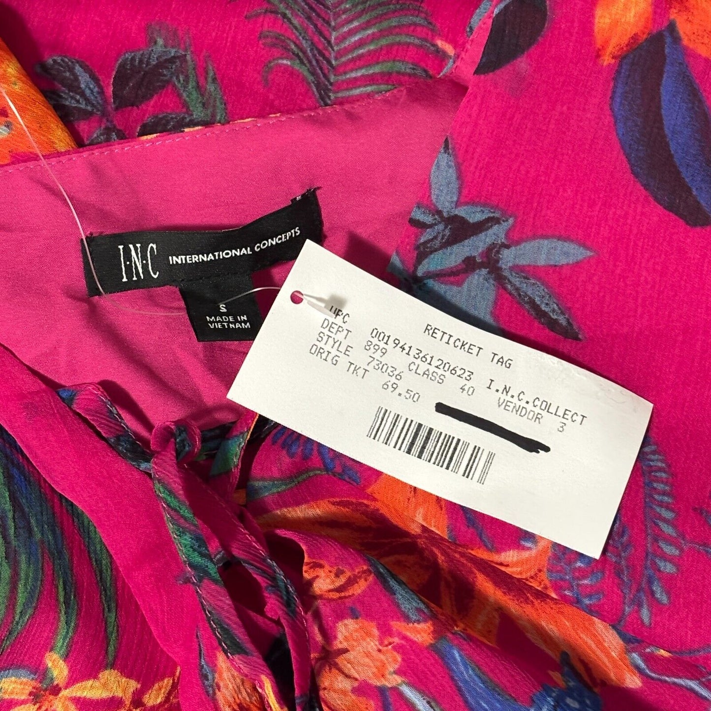 INC International Concepts Women's Pink Lace-Up Ruffle-Sleeve Blouse NWT