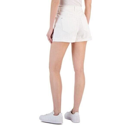 INC International Concepts Women's White High-Rise Cuffed Denim Shorts NWT