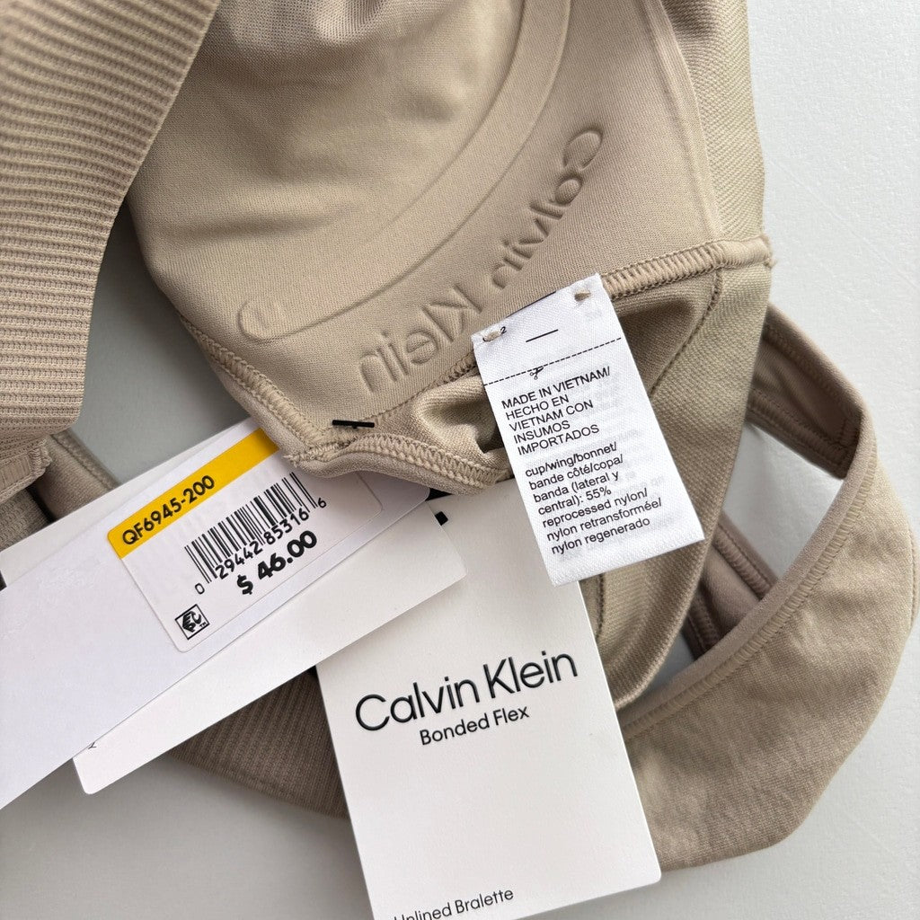 Calvin Klein Women's Size Medium Beige Bonded Flex Unlined Bralette NWT