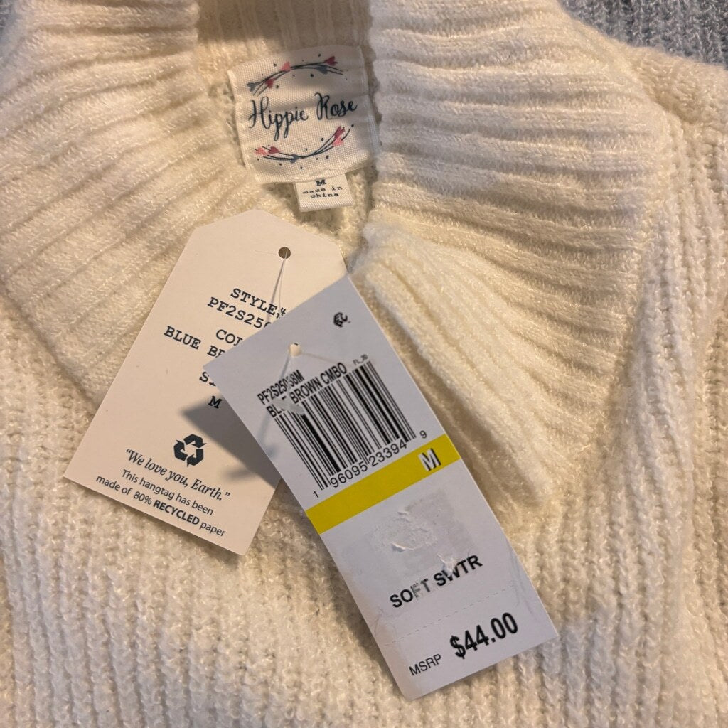 Pink Rose Juniors' Medium Soft Color-blocked Mock-Neck Sweater NWT