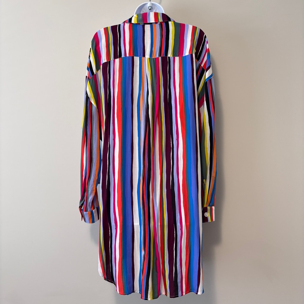 Anne Cole Women's Size Medium Multicolor Striped Oversized Cover-Up Shirt NWT