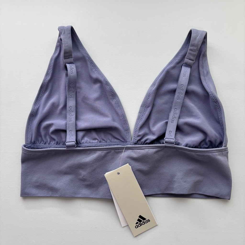 Adidas Women's Large Purple Longline Plunge Light Support Bra / Sports Bra NWT