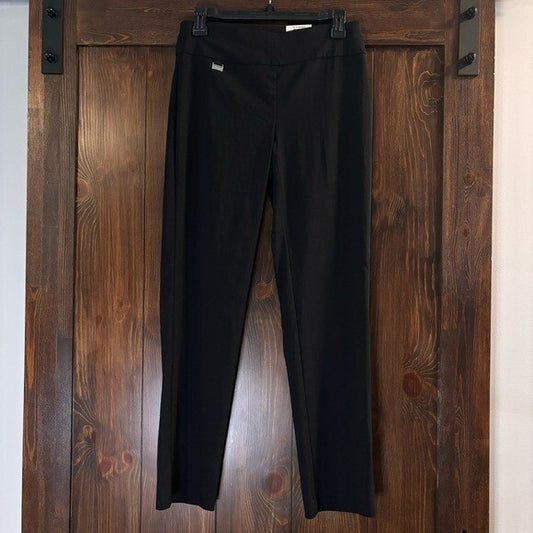 Alfani 2P Tummy-Control Straight Leg Black Pull-On Stretchy Dress Pants NWT