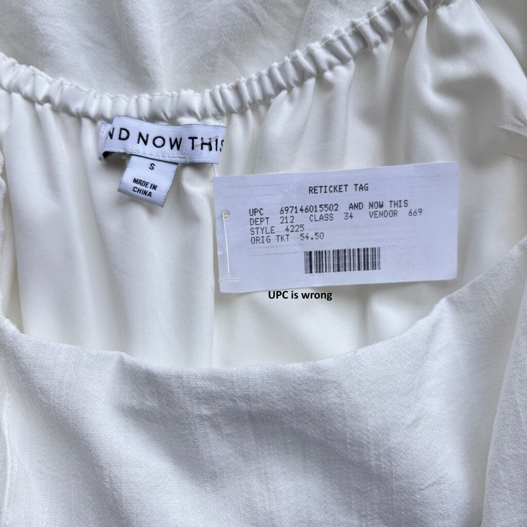 And Now This Women's Small White Puff-Sleeve Cutout Knee-Length Dress NWT