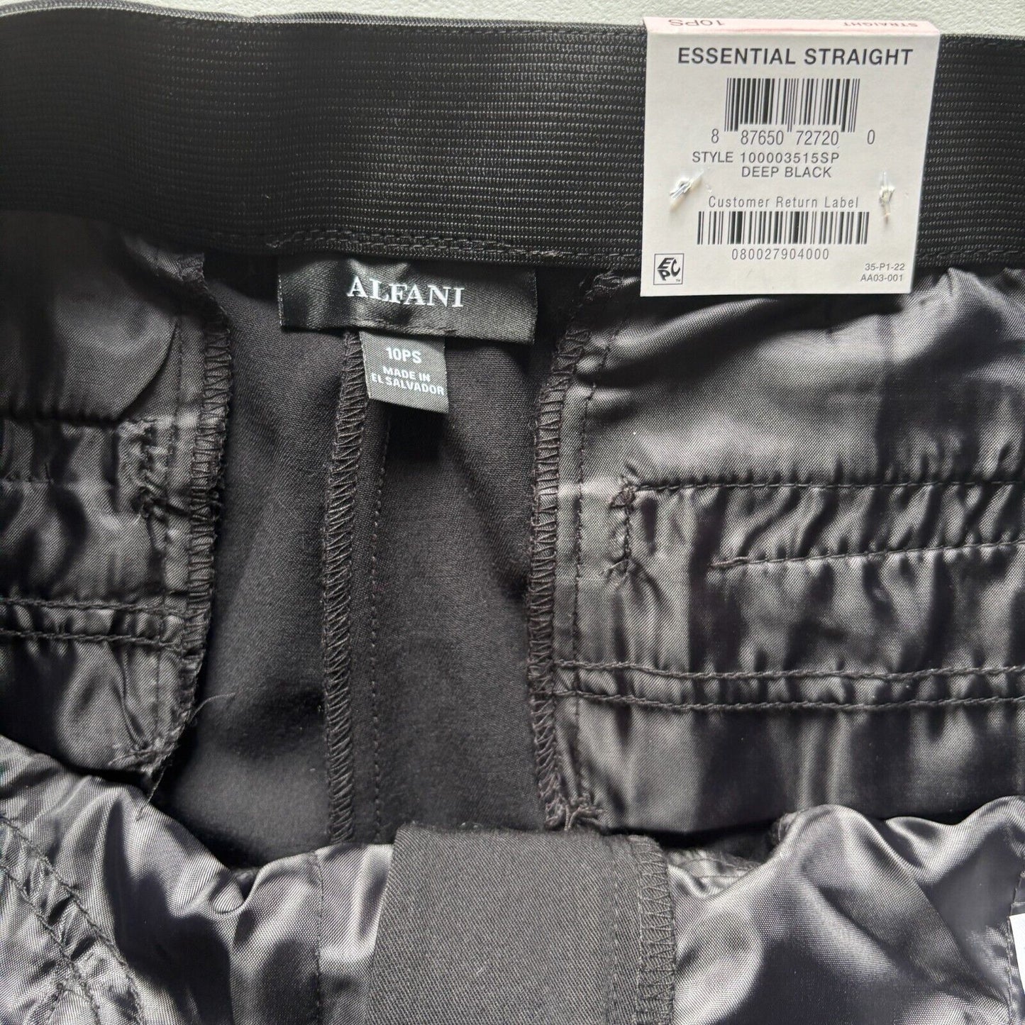 Alfani Petite Modern Straight-Leg Black Comfortable Dress Pants NWT