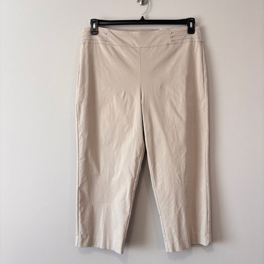 JM Collection Women's Size XL Beige Khaki Embellished Pull-On Capri Pants NWT
