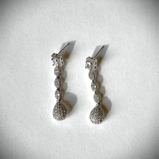 Women's Silver Drop Earrings with Sparkly Crystals NWT