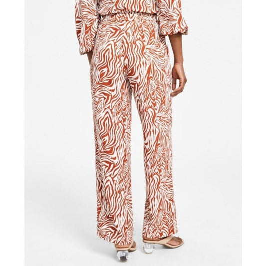 Bar III Women's Tan & Brown Animal-Print Pull-On Drawstring Pants NWT