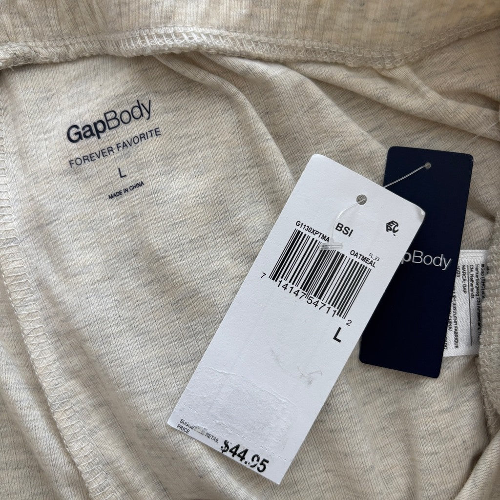GAP GapBody Women's Size Large Beige Khaki Ribbed Drawstring Pajama Pants NWT
