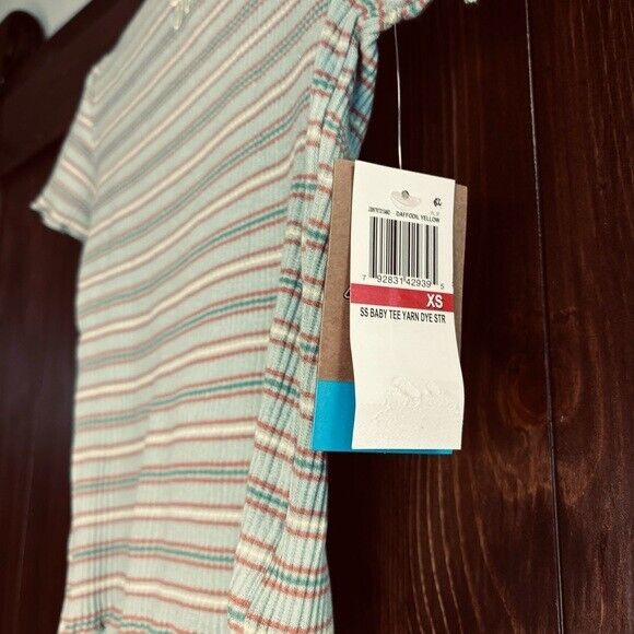 Dickies Crop Top Short Sleeve Crew Neck Striped Pattern Cotton Multi Color W XS