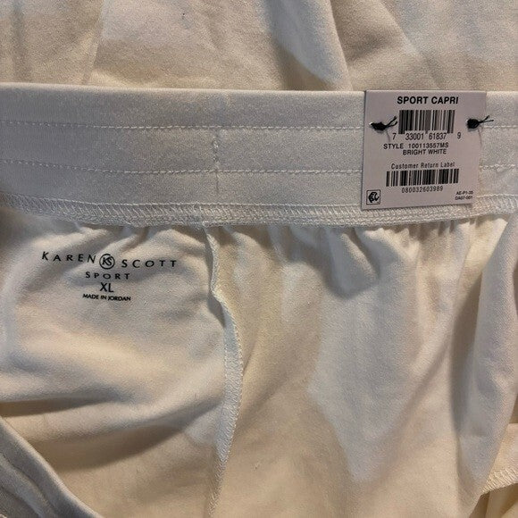 Karen Scott Knit Capri Pull on White Capri Jogger / Sweat Pants NWT