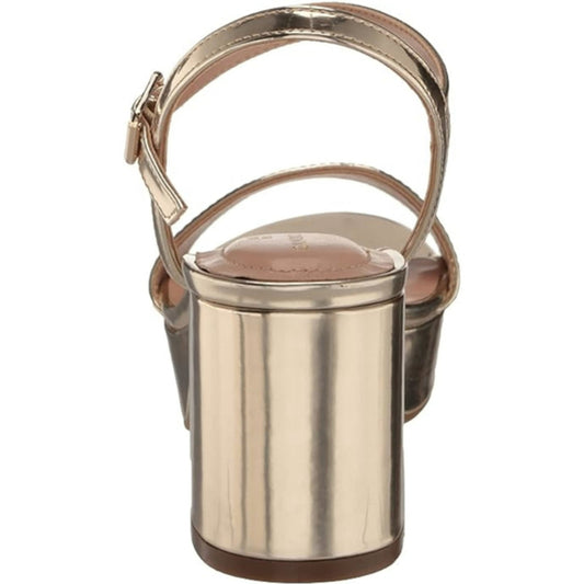 Bandolino Pennie Women's 8.5 Shiny Gold Platform Sandal Heels NIB