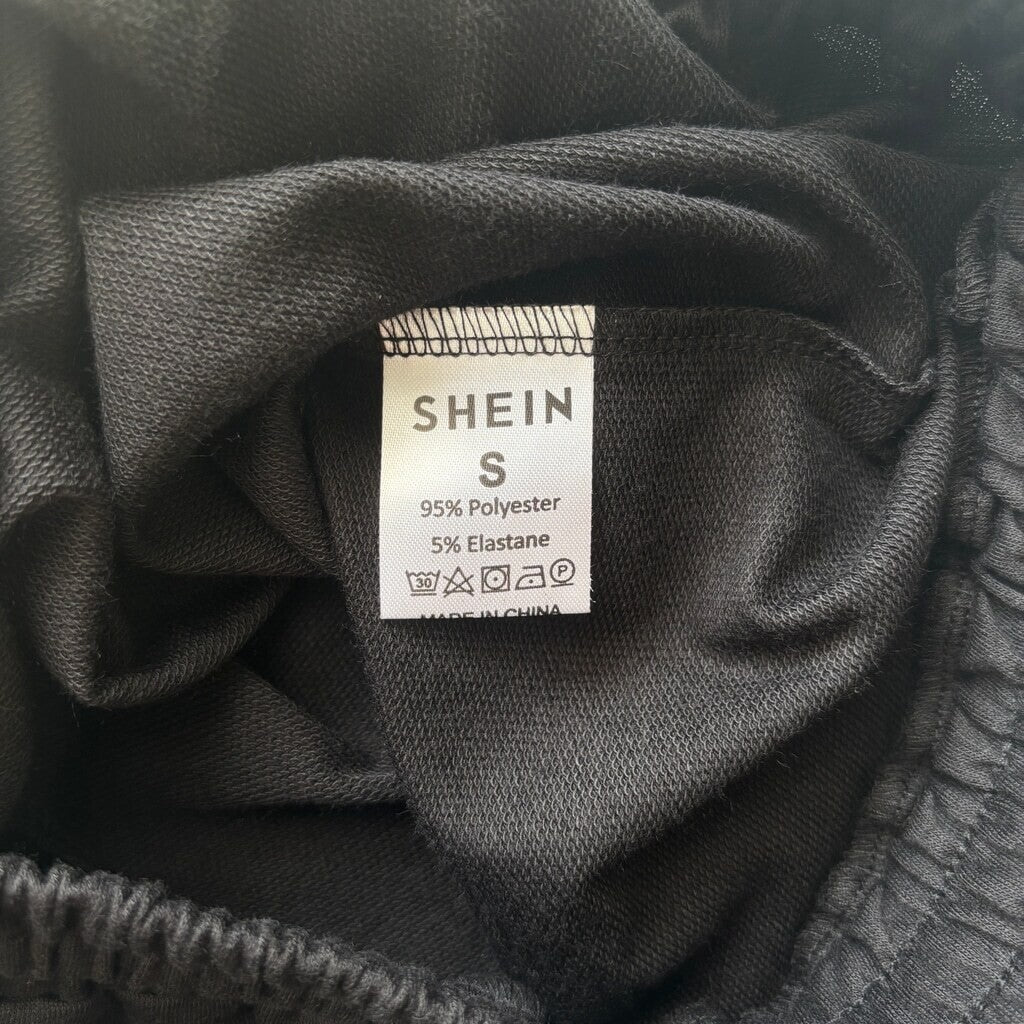 SHEIN Men's Flame Print Black Drawstring Waist Jogger Pants NIB