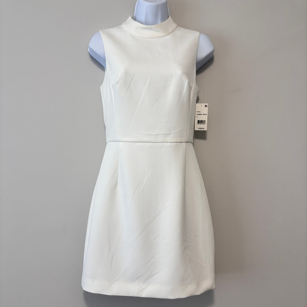 French Connection Size 2 White Sleeveless Mock Neck Sheath Mini Dress NWT