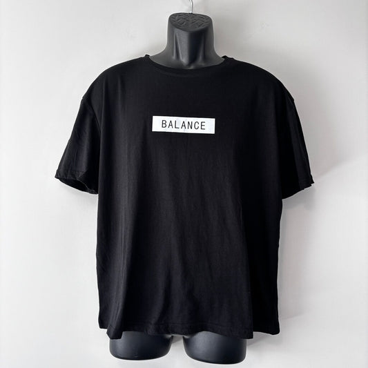 SHEIN Men's Small Black Casual Graphic "Balance" Sporty Short Sleeve T-Shirt NIB