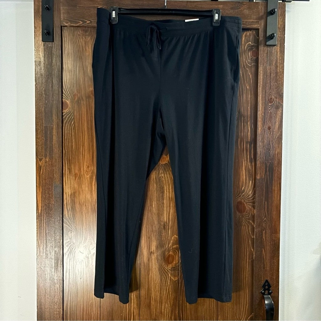 Karen Scott Plus Size 0X Black Knit Drawstring Sweat Pants / Joggers NWT