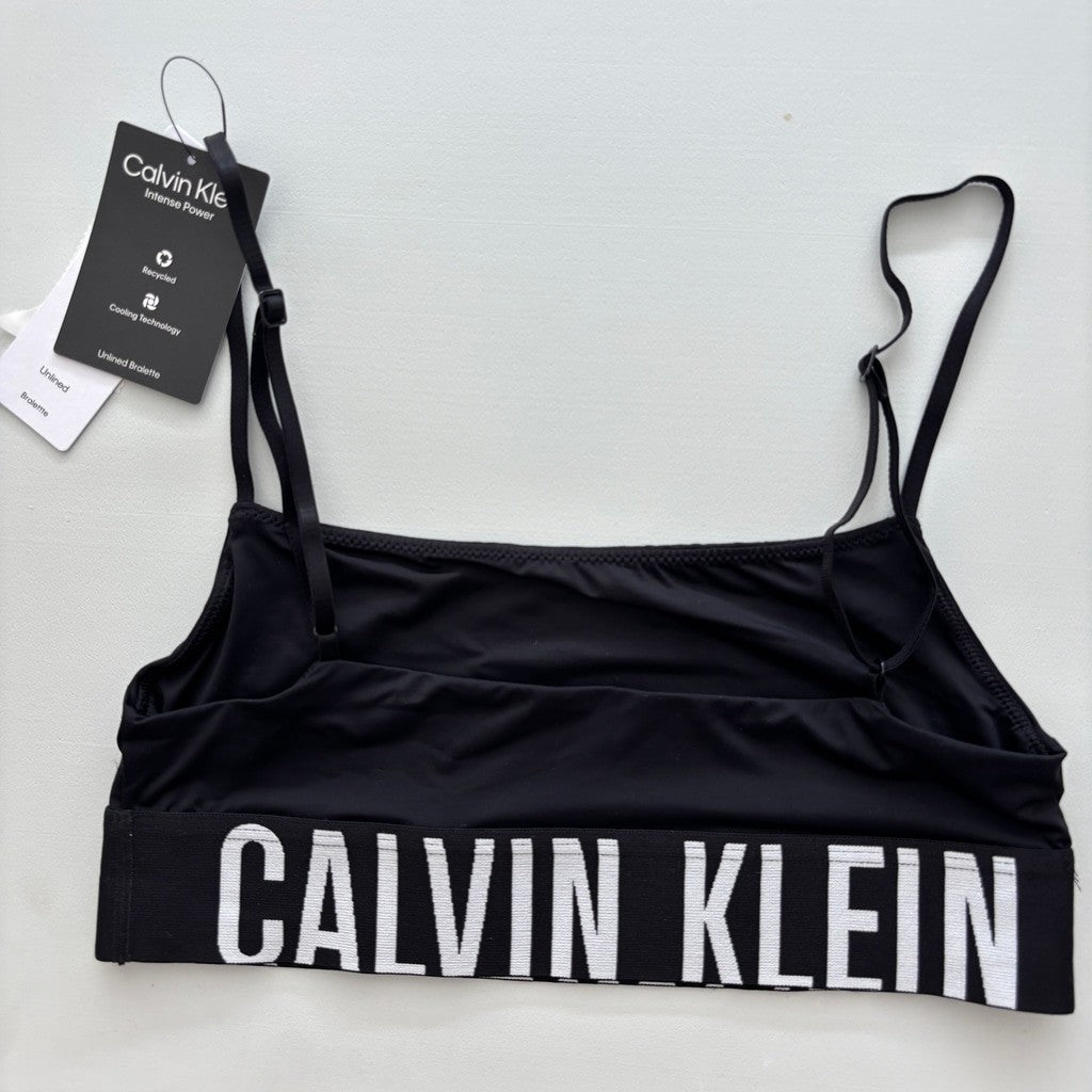 Calvin Klein Women's Size XS Black w/ White Logo Micro Unlined Bralette NWT
