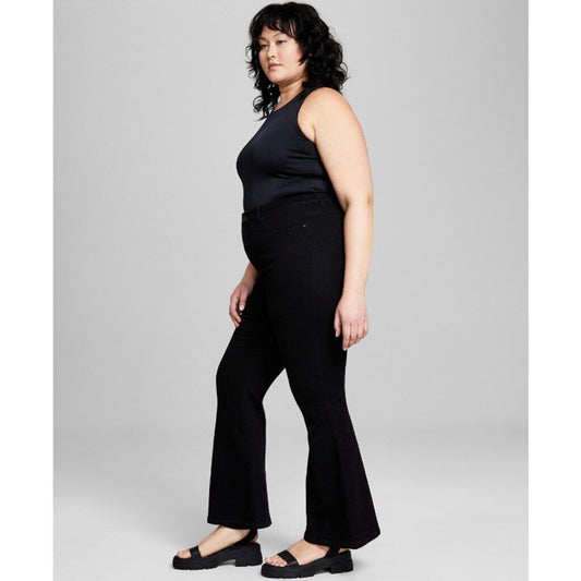 And Now This Women's Plus Size 16W Black High Rise Flare Jeans NWT