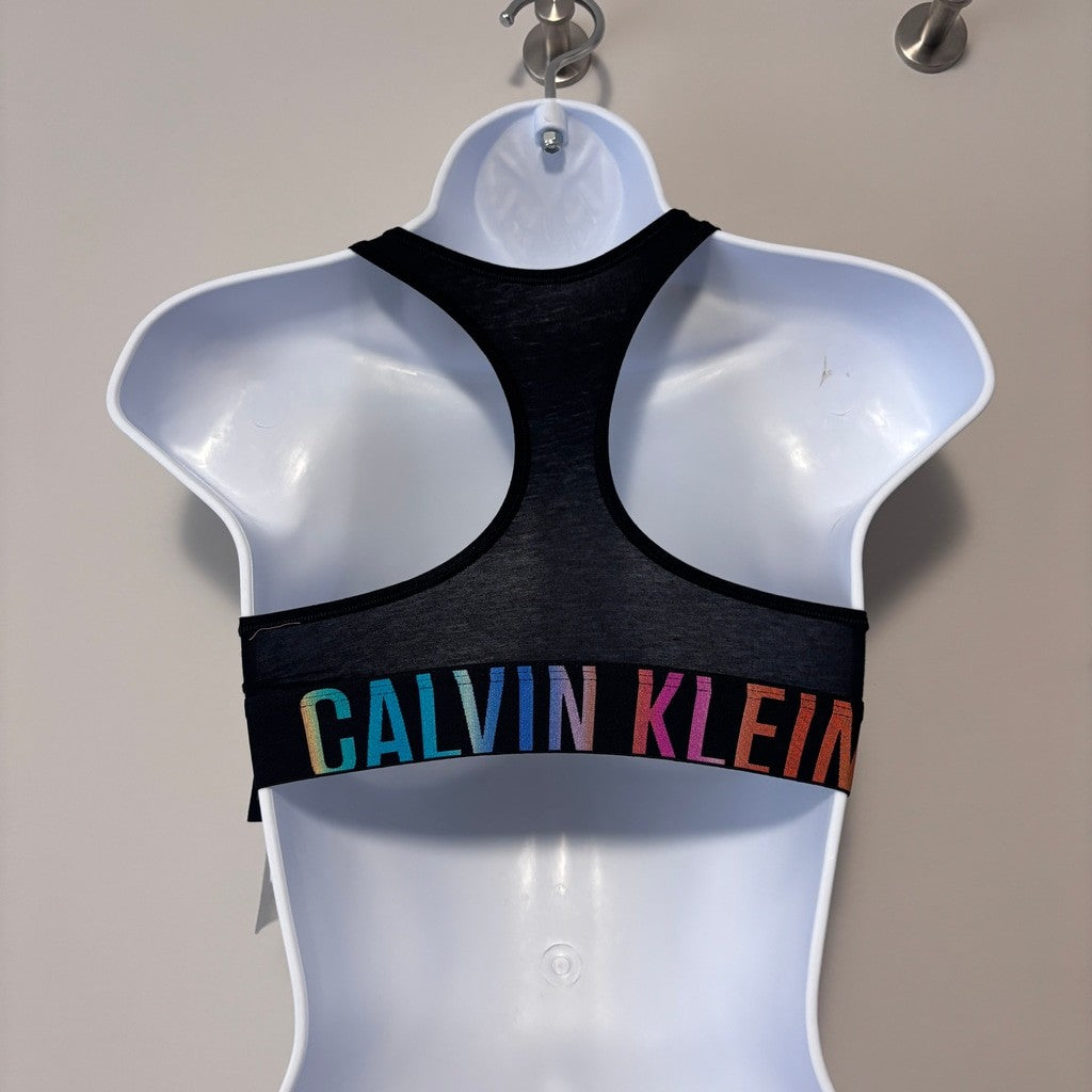 Calvin Klein Women's Small Black Logo Racerback Unlined Bra / Bralette NWT