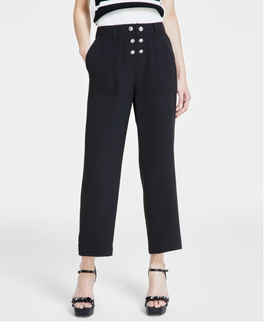 Karl Lagerfeld Paris Women's 8 Black Button-Front Ankle Dress Pants NWT