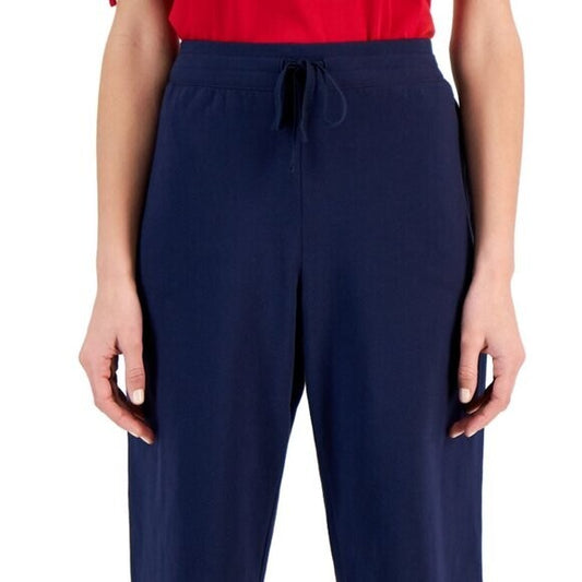 Karen Scott Navy Blue Skimmer Drawstring Knit Stretchy Knee-Length Shorts NWT