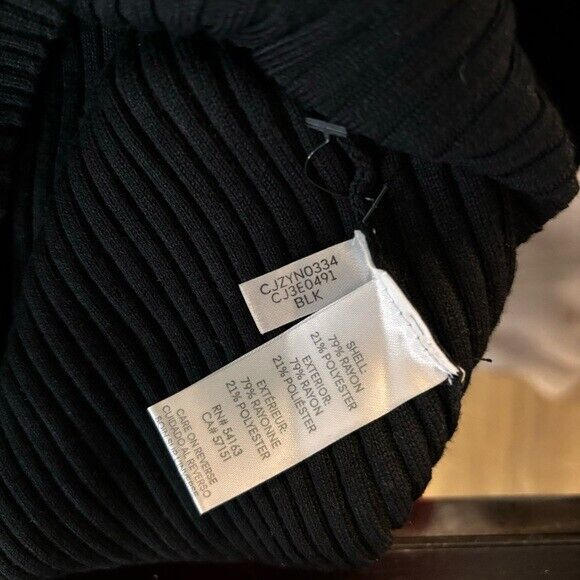 Calvin Klein Jeans Petite Medium Black Ribbed Polo Short Sleeve Shirt NWOT