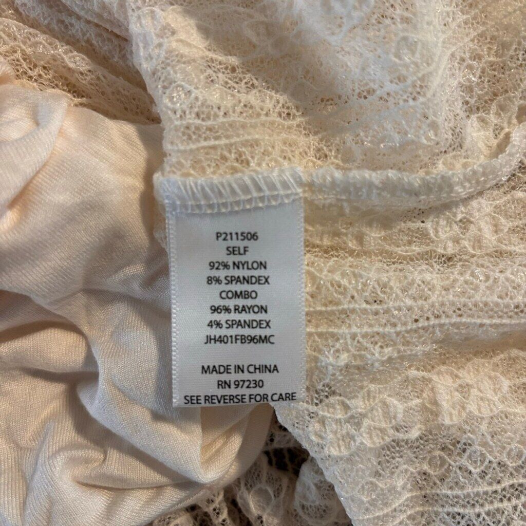 Crave Fame Juniors' XS Ivory Lace Long-Sleeve Layered Shirt NWT