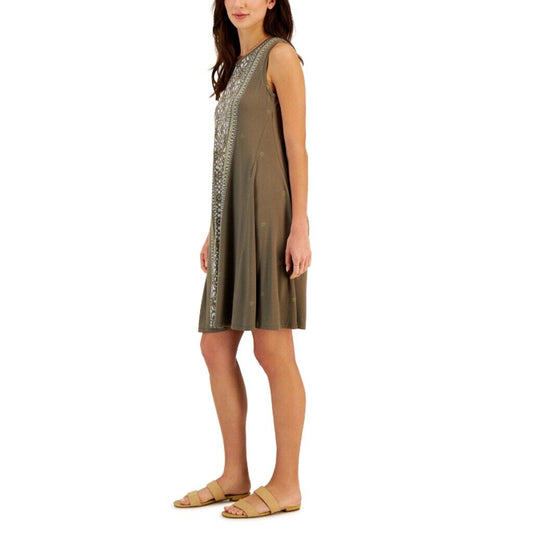 Style & Co. Women's Small Petite Brown Printed Sleeveless Flip Flop Dress NWT