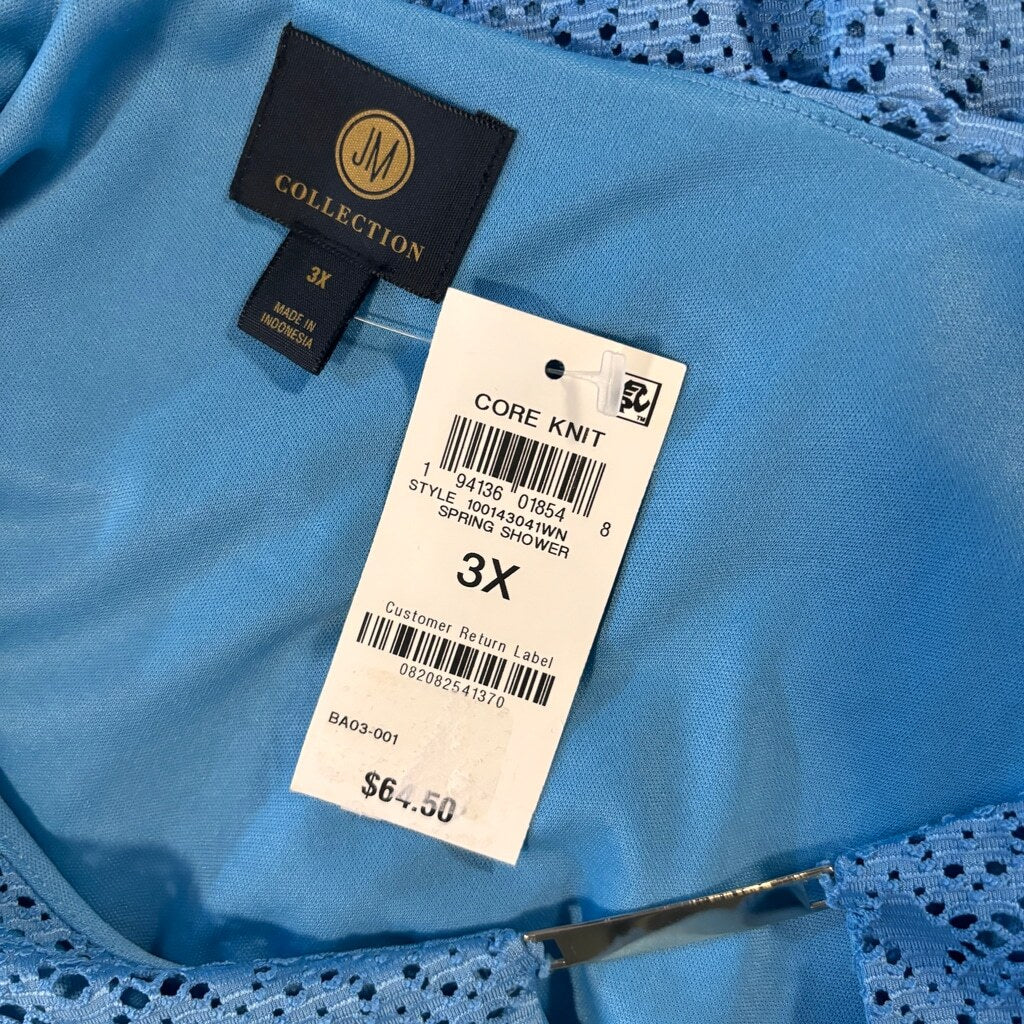 JM Collection Plus Size 3X Light Blue Poncho Top NWT