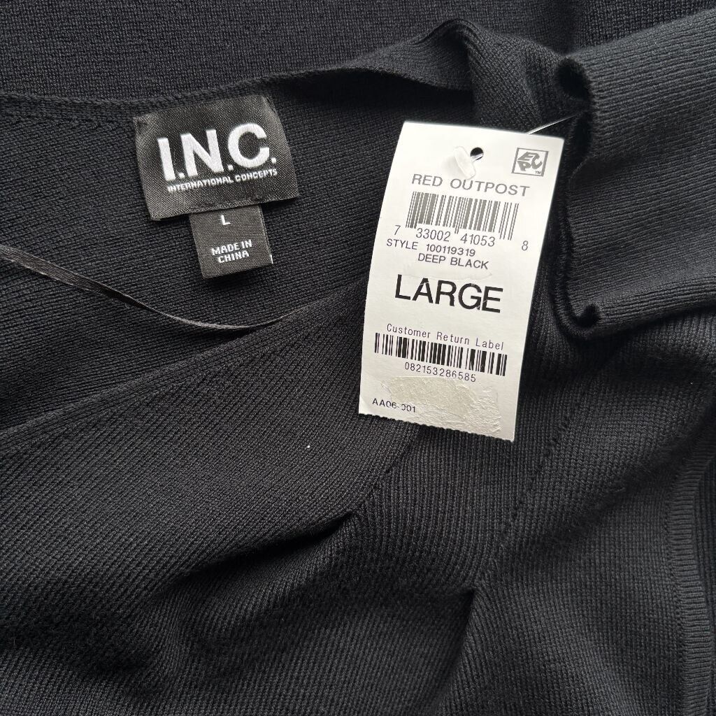 INC International Concepts Large Black Asymmetrical Cold-Shoulder Sweater NWT
