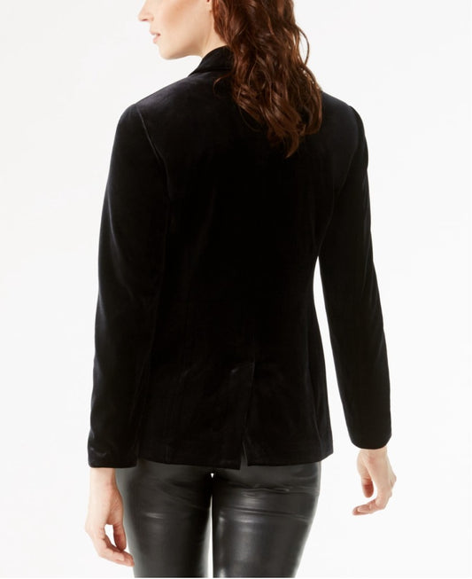 INC International Concepts Women's Small Petite Black Velvet Blazer Jacket NWT
