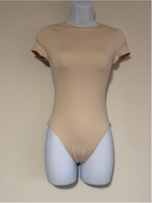 SHEIN Size Extra Small Nude Short Sleeve Crew Neck Bodysuit NWT