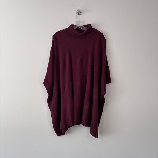 Alfani Women's XL Burgundy Red Turtleneck Poncho Sweater NWT