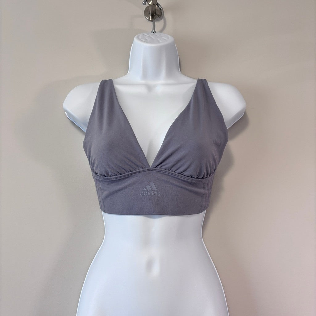 Adidas Women's Large Purple Longline Plunge Light Support Bra / Sports Bra NWT