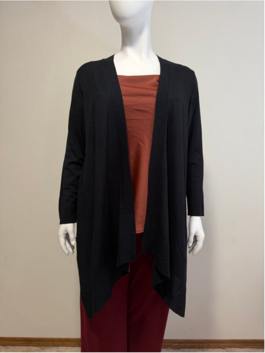 JM Collection Plus Size 2X Black Open-Front Shawl Collar Cardigan NWT