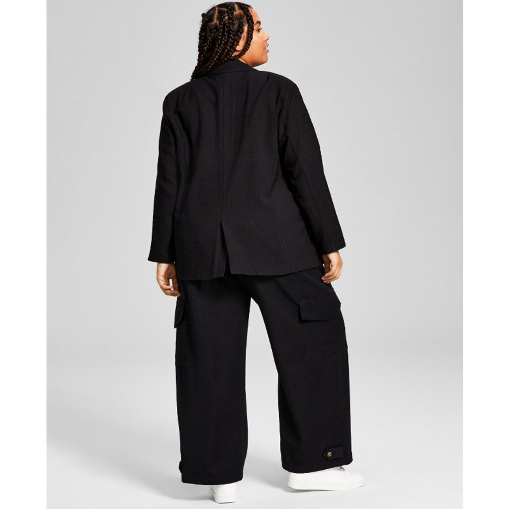 And Now This Plus Size 1X Black Oversized Button-Front Blazer NWT