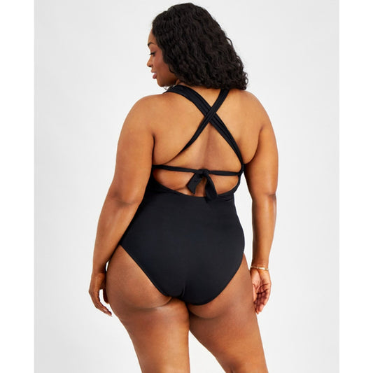 Becca ETC by Rebecca Virtue Plus Size 1X Black One-Piece Swimsuit NWT