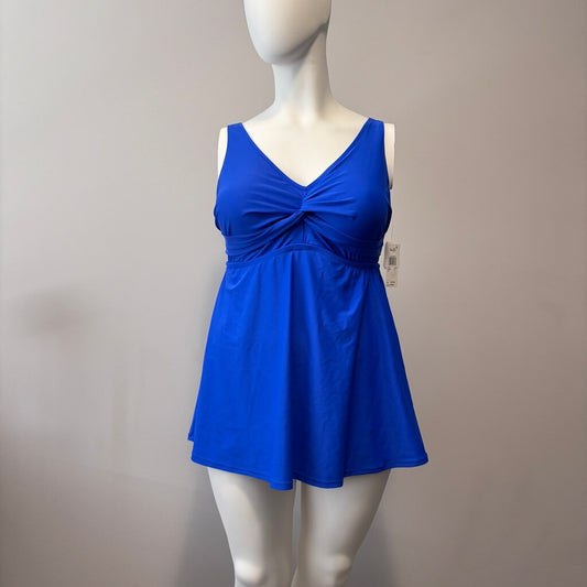 Raisins Curve Women's Plus Size 18W Blue Tummy-Control Swimdress / Swimsuit NWT