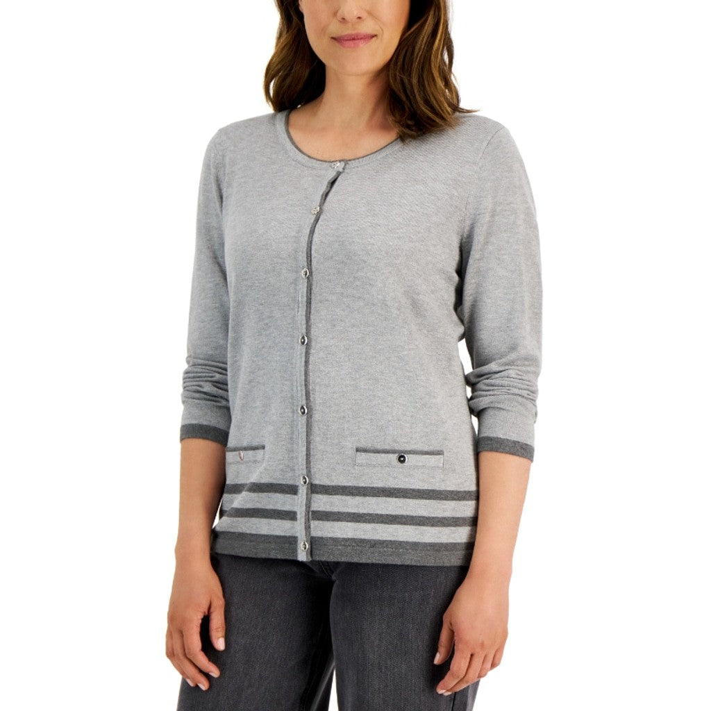 Karen Scott Women's Size Extra Large Gray Button-Down Knit Cardigan NWT