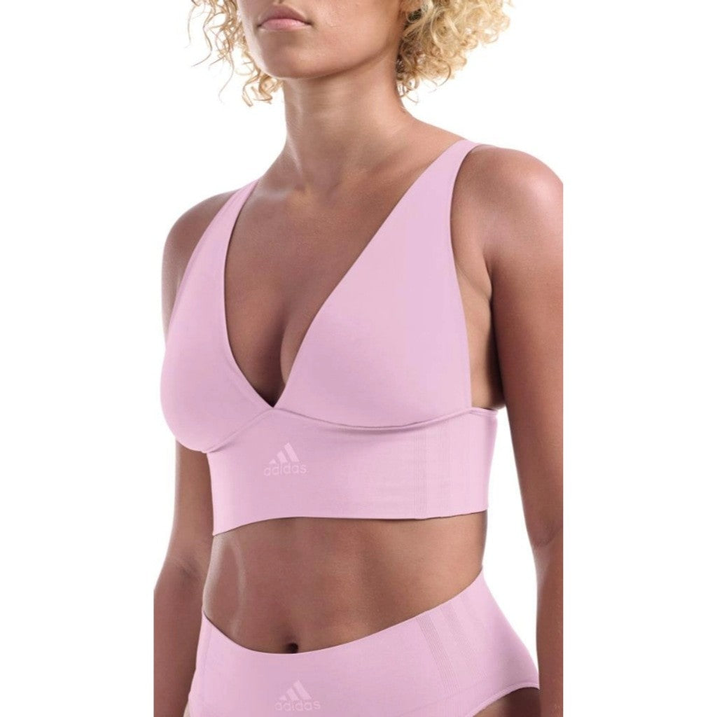 Adidas Women's Large Pink Longline Plunge Light Support Bra NWT