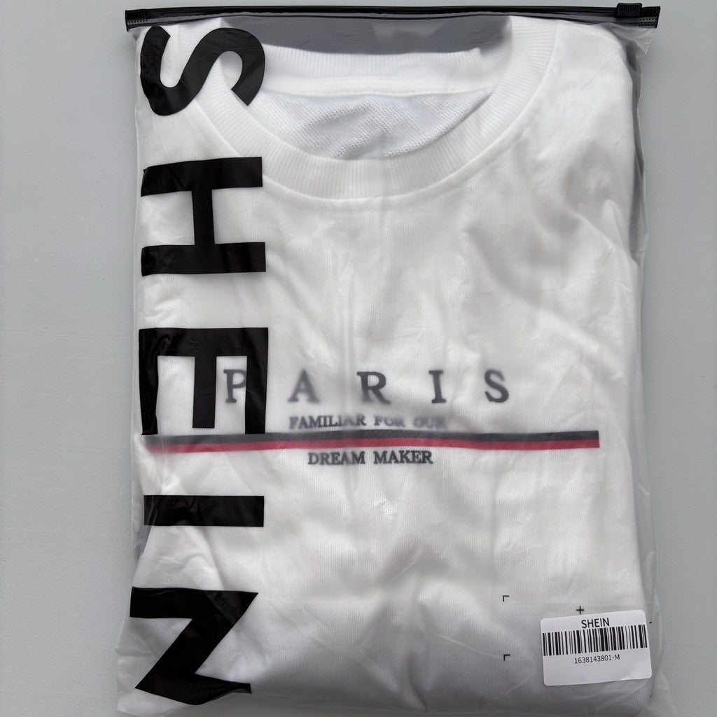 Shein Men's Size Medium White & Black Gradient Paris Pullover Sweater NIB