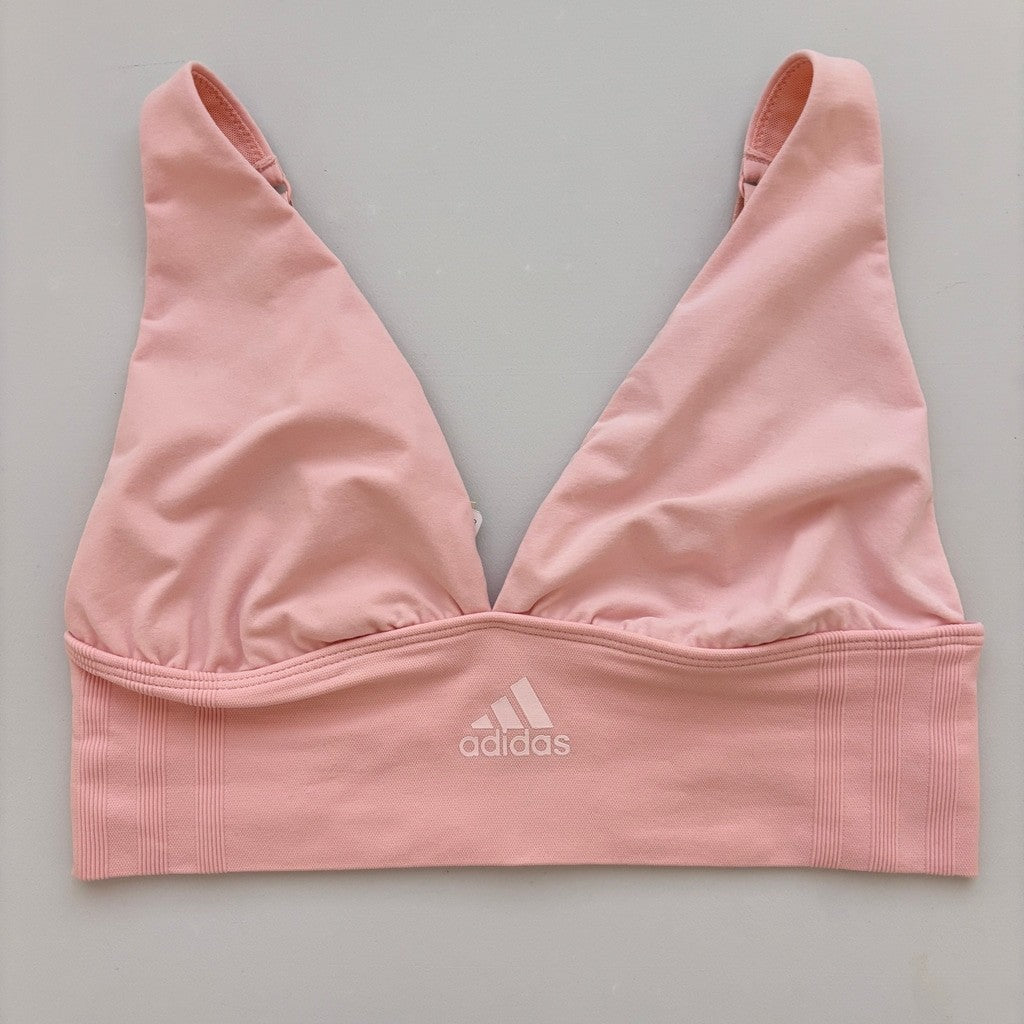 Adidas Women's Small Light Pink Longline Plunge Light Support Sports Bra NWT