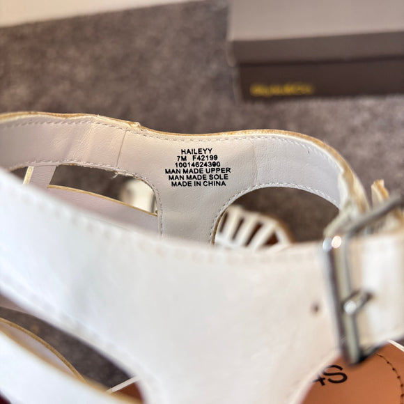 Style & Co Women's 7 White Caged Upper Cone Heel Dress Sandals / Shoes NIB