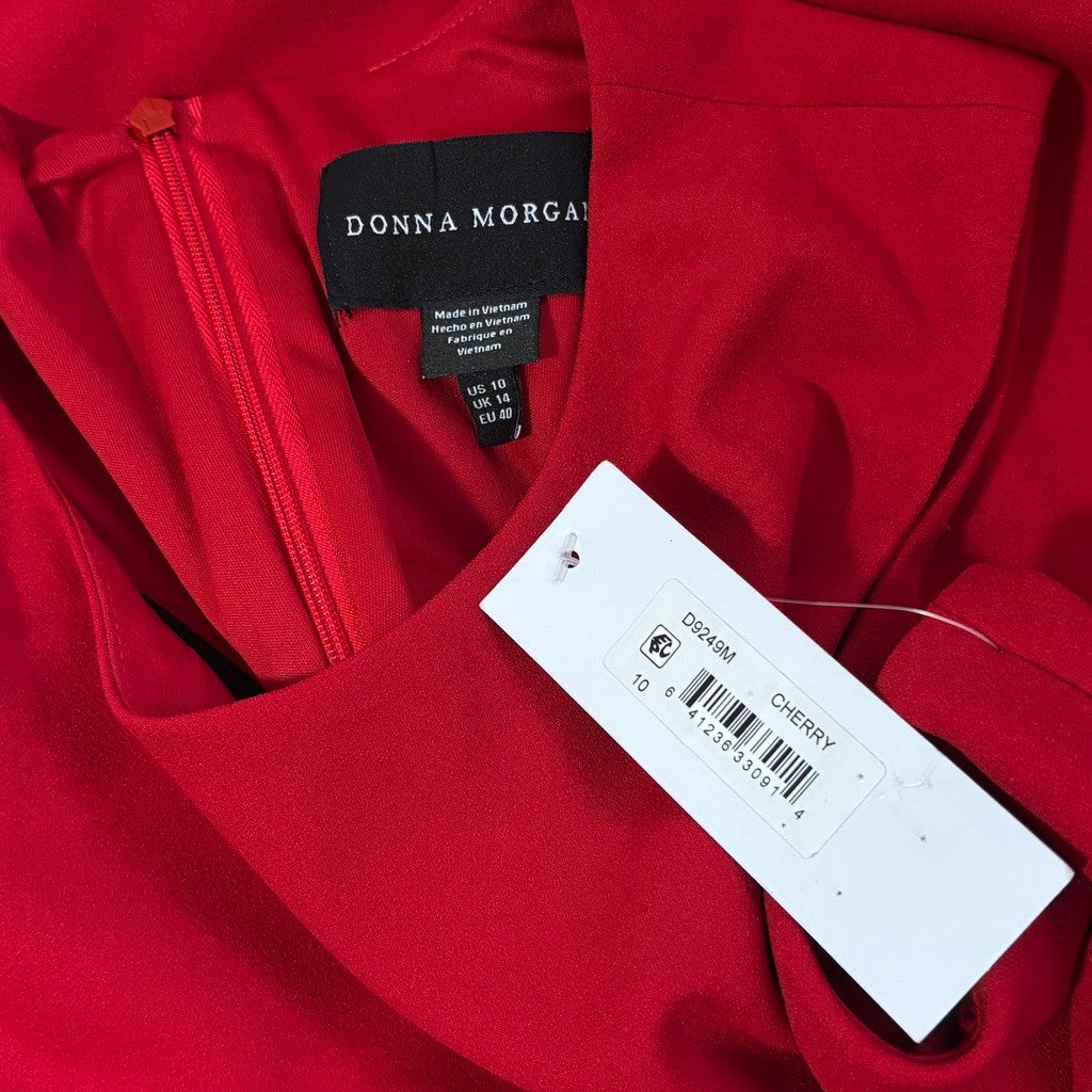 Donna Morgan Size 10 Red Side-Slit Cutout Midi Formal Party Dress NWT
