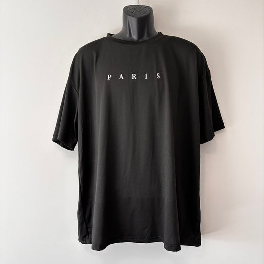 SHEIN Men's Black Paris Graphic Short Sleeve T-Shirt Casual Streetwear NIB