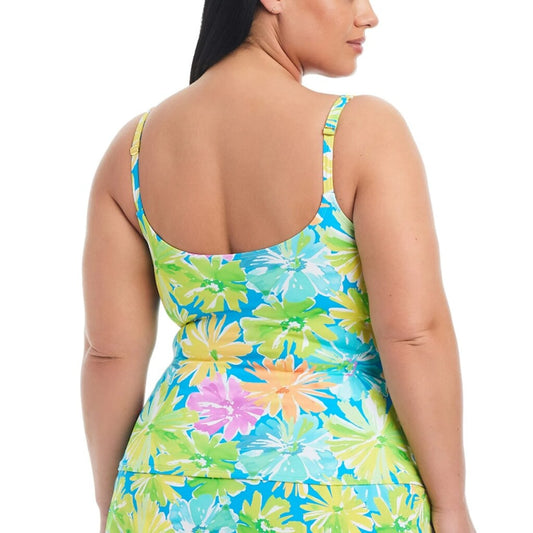 Bleu by Rod Beattie Women's Plus Size Multicolor Scoop-Neck Tankini Top NWT