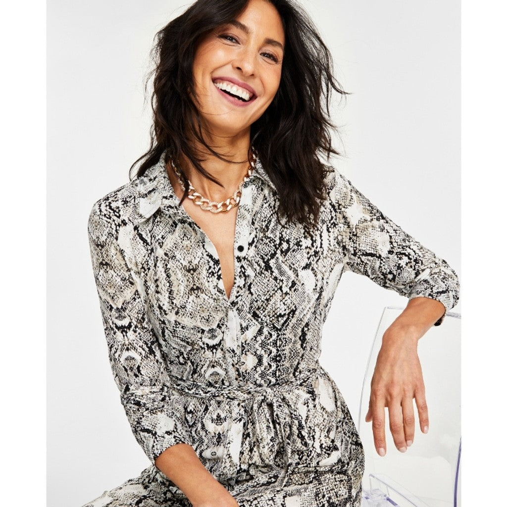 INC International Concepts Women's Snakeskin Printed Shirtdress NWT