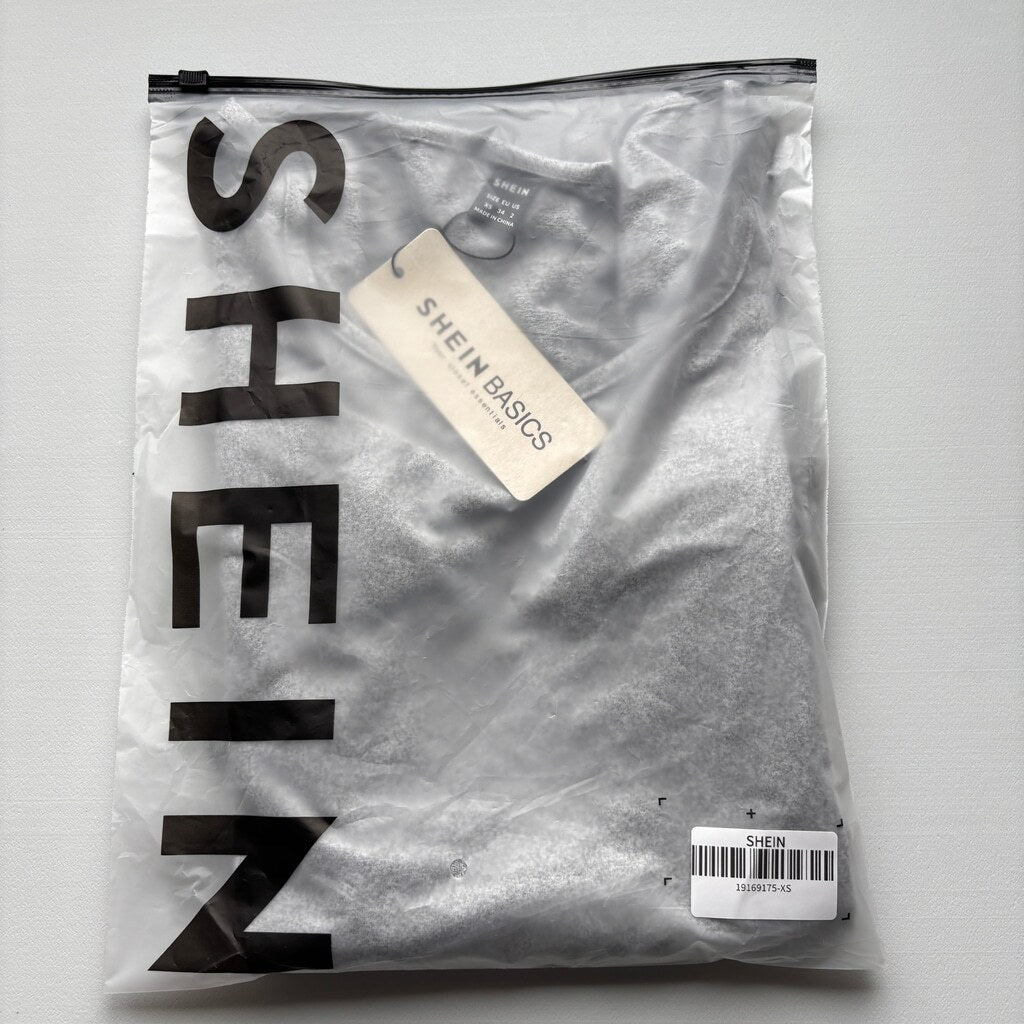 SHEIN Basics Women's Extra Small Gray Square Neck Slim Fit Tee Bodysuit NIB